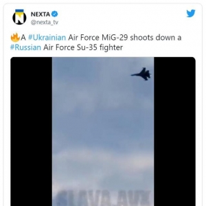 烏克蘭戰(zhàn)機擊墜俄戰(zhàn)機視頻推特瘋傳 結果是游戲畫面