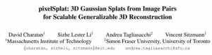 pixelSplat:用于可擴(kuò)展3D重建的圖像對(duì)的3D高斯splat(CVPR2024)